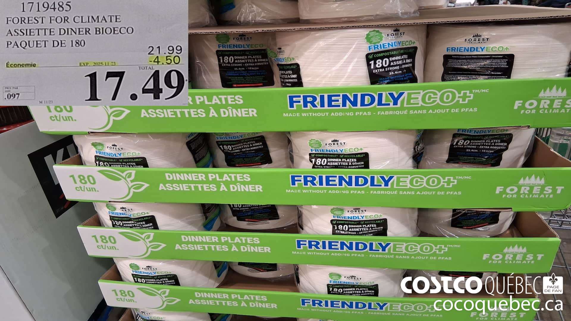 1719485 FOREST OR CLIMATE ASSIETTE DINER BIOECO PAQUET DE 180 ($4.50 INSTANT SAVINGS EXPIRES ON 2025-11-23) $17.49
