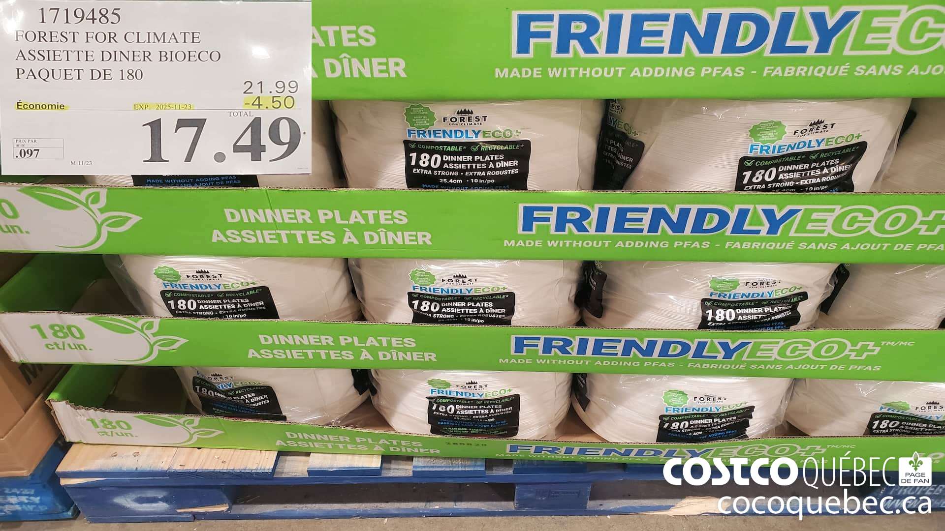 1719485 FOREST OR CLIMATE ASSIETTE DINER BIOECO PAQUET DE 180 ($4.50 INSTANT SAVINGS EXPIRES ON 2025-11-23) $17.49