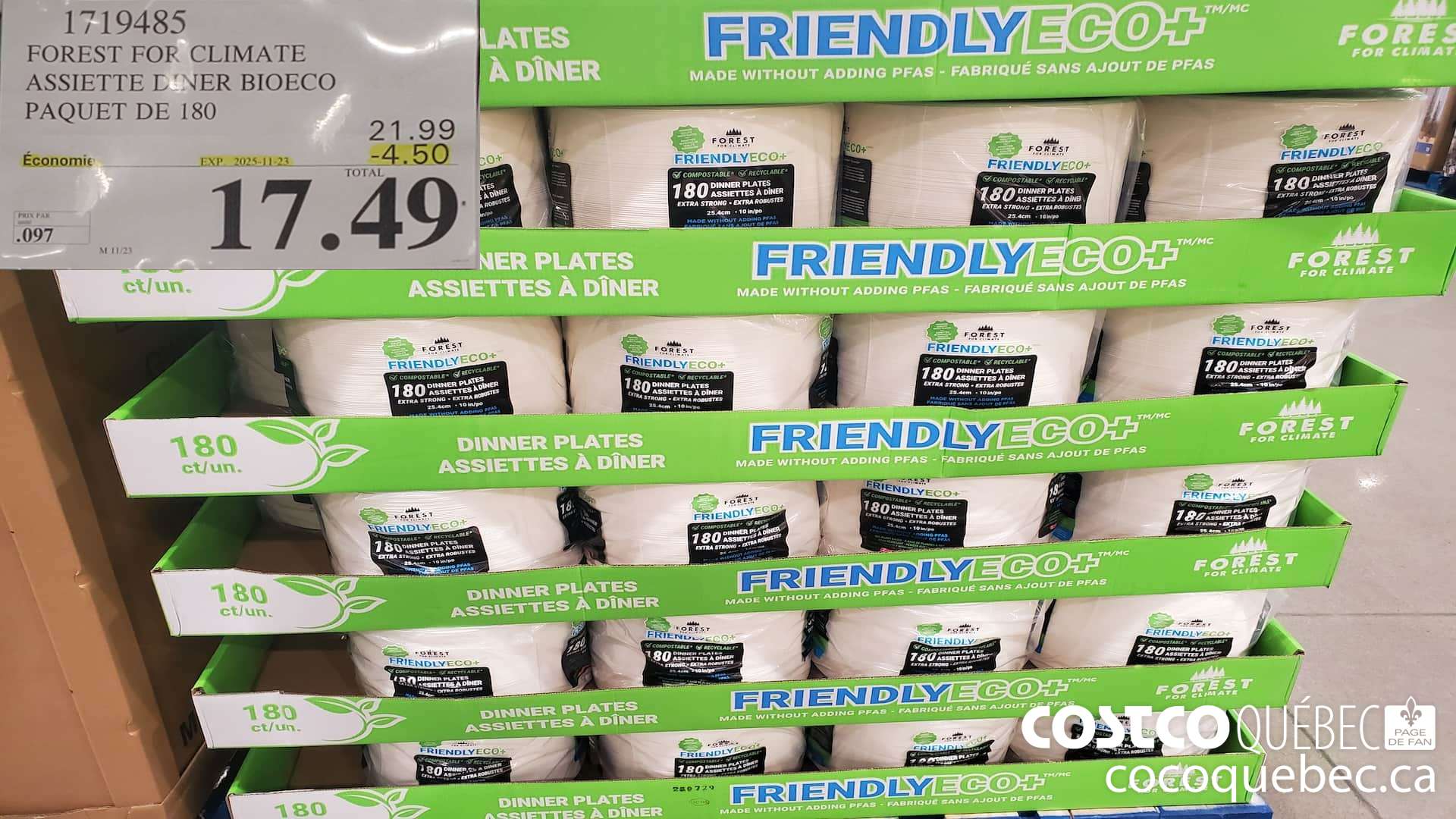 1719485 FOREST OR CLIMATE ASSIETTE DINER BIOECO PAQUET DE 180 ($4.50 INSTANT SAVINGS EXPIRES ON 2025-11-23) $17.49