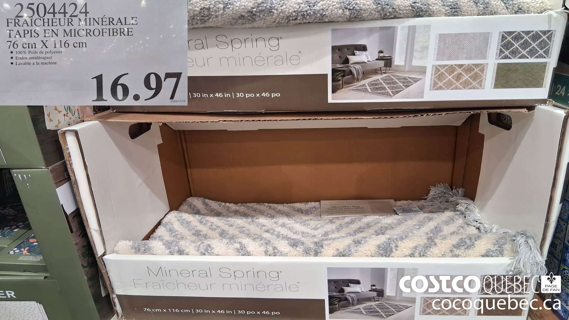 2504424 FRAICHEUR MINERALE TAPIS EN MICROFIBRE 76cm X 116 cm $16.97