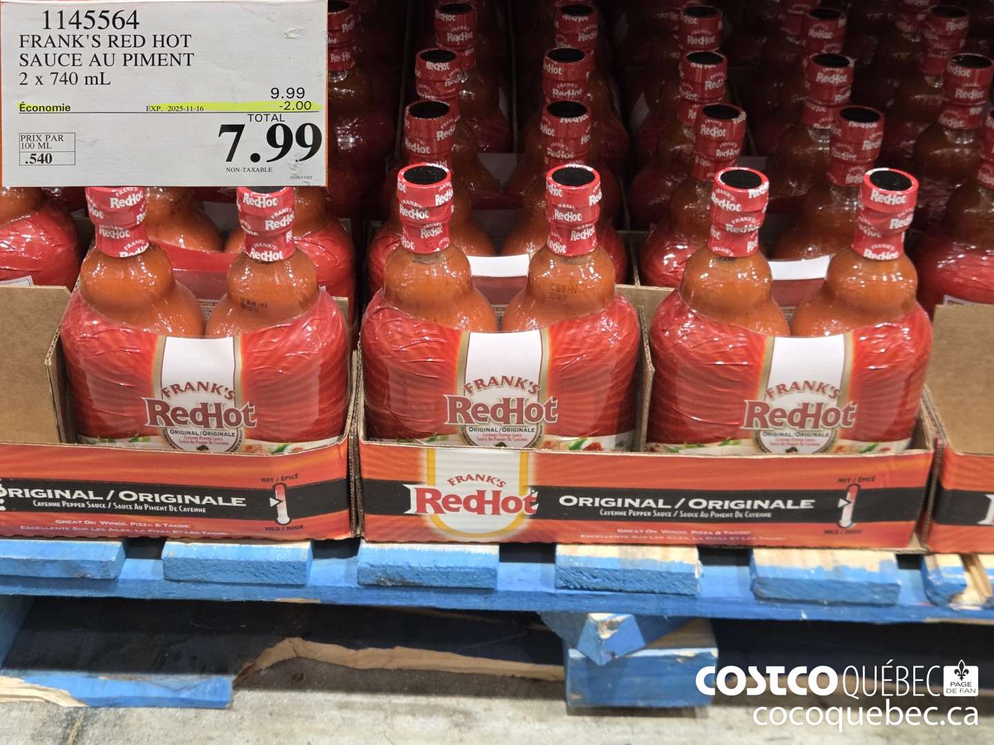 1145564 FRANKS RED HOT SAUCE AU PIMENT 2 x 740 mL ($2.00 INSTANT SAVINGS EXPIRES ON 2025-11-16) $7.99