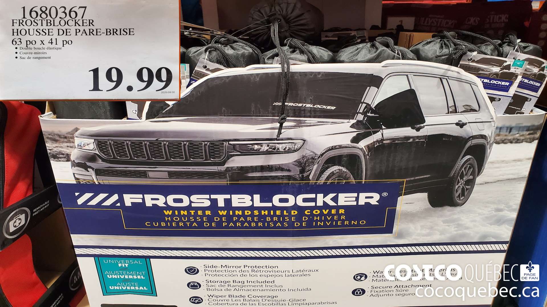 1680367 FROSTBLOCKER HOUSSE DE PARE-BRISE 63 po x 41 po $19.99