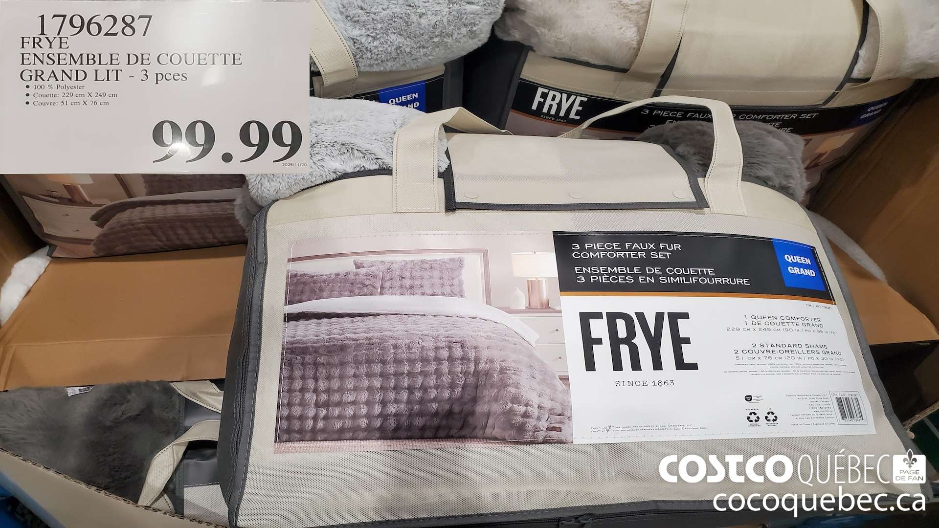 1796287 FRYE ENSEMBLE DE COUETTE GRAND LIT - 3 pces $99.99