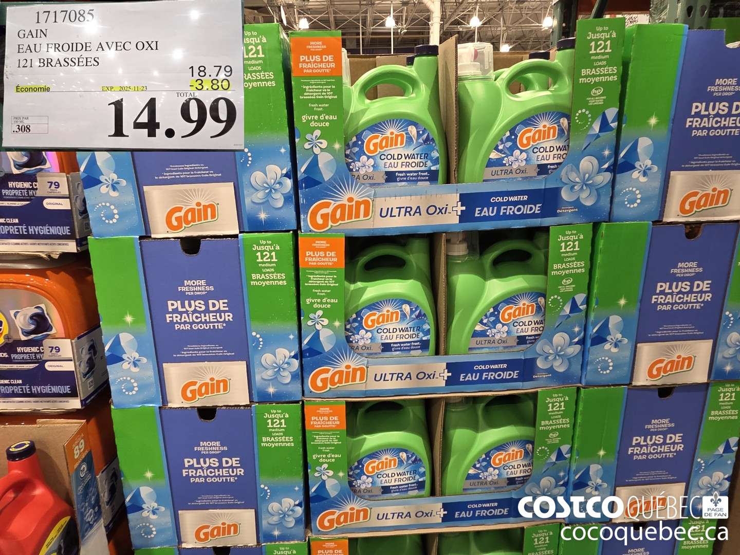 1717085 GAIN EAU FROIDE AVEC OXI 121 BRASSEES ($3.80 INSTANT SAVINGS EXPIRES ON 2025-11-23) $14.99