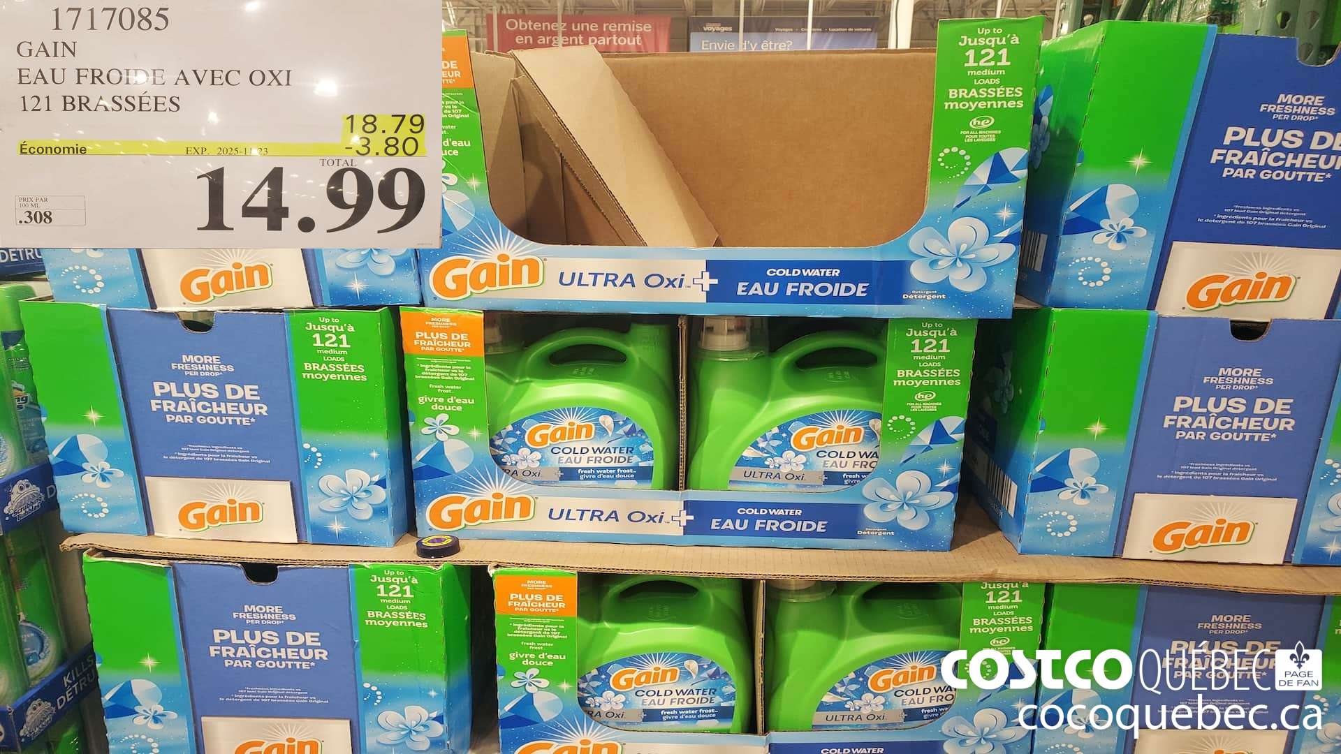 1717085 GAIN EAU FROIDE AVEC OXI 121 BRASSEES ($3.80 INSTANT SAVINGS EXPIRES ON 2025-11-23) $14.99