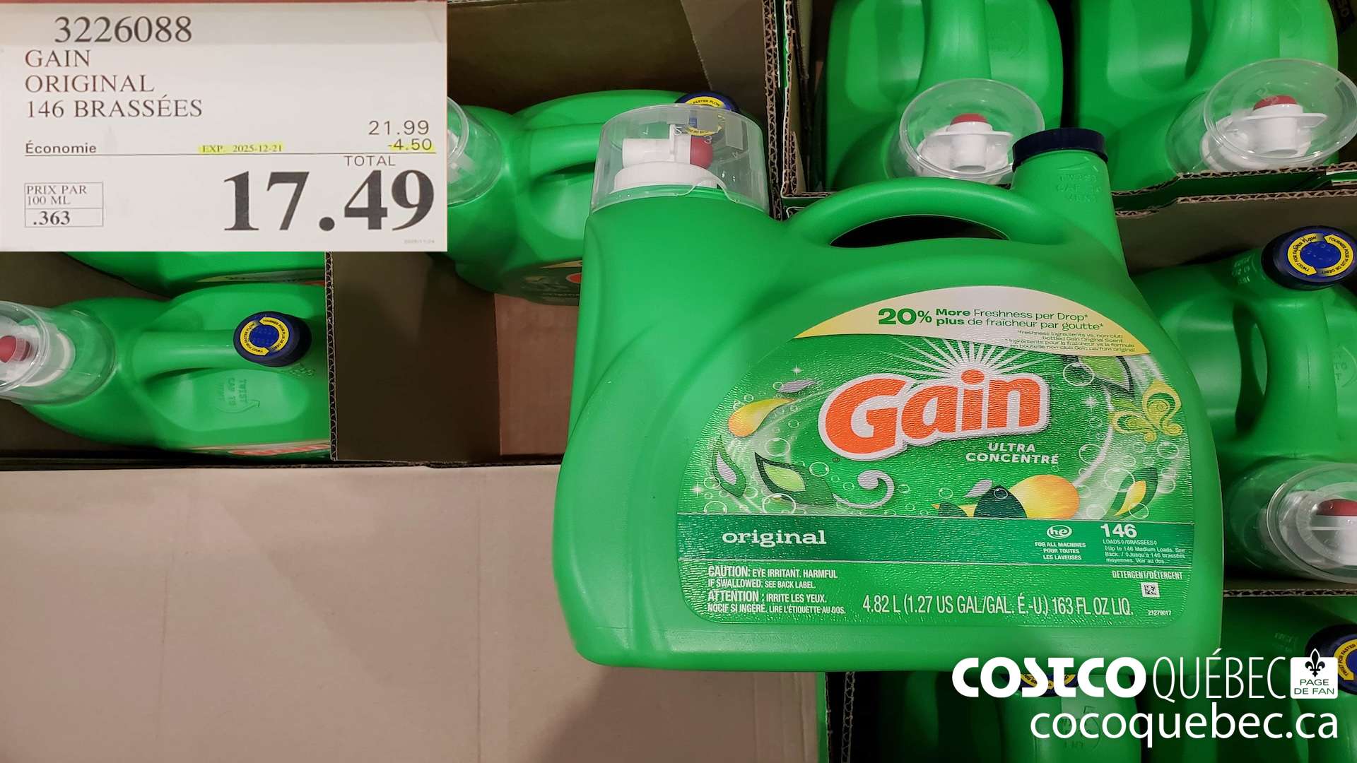 3226088 GAIN ORIGINAL 146 BRASSEES  ($4.50 INSTANT SAVINGS EXPIRES ON 2025-12-21) $17.49