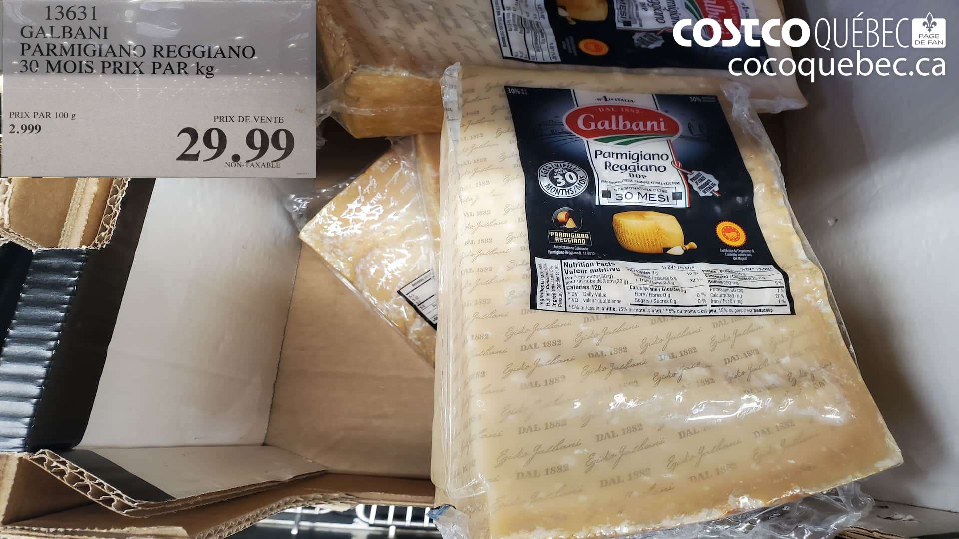 13631 GALBANI PARMIGIANO REGGIANO 30 MOIS PRIX PAR kg $29.99