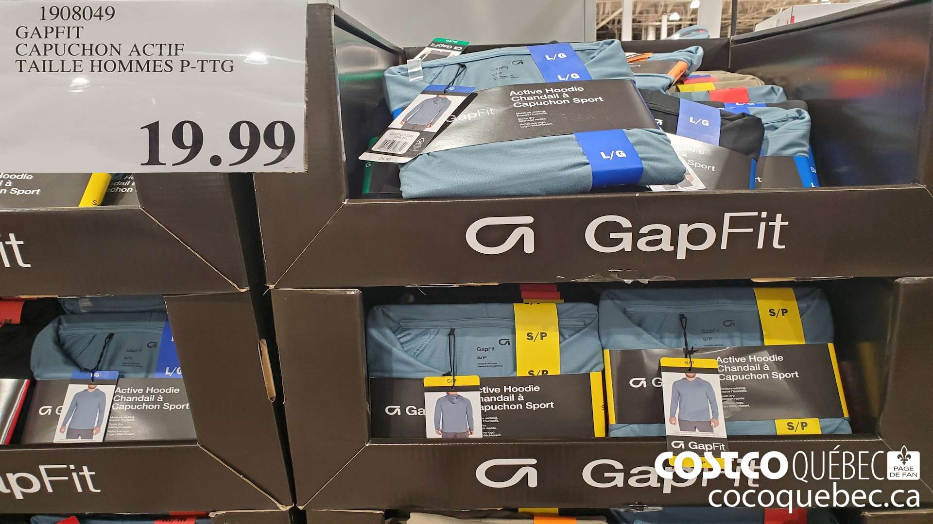 1908049 GAPFIT CAPUCHON ACTIF TAILLE HOMMES P-TTG  $19.99