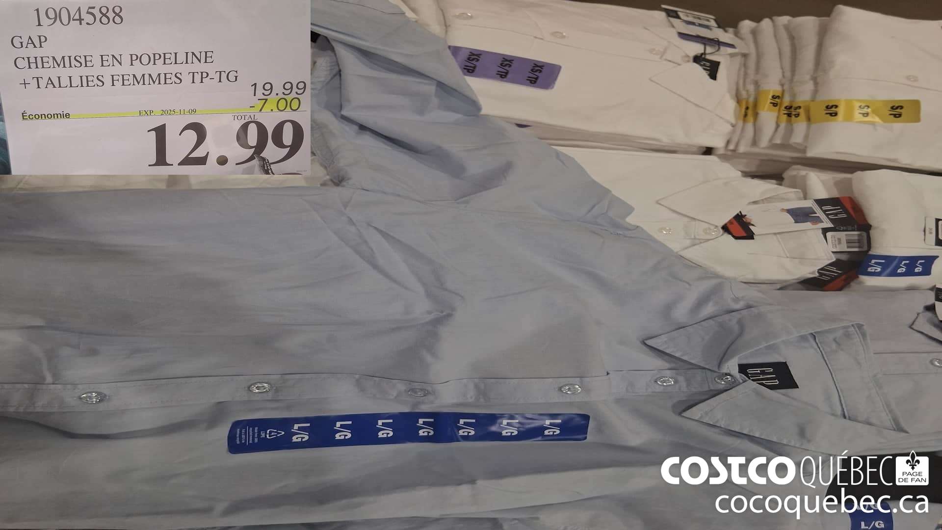 1904588 GAP CHEMISE EN POPELINE TAILLES FEMMES TP-TG ($7.00 INSTANT SAVINGS EXPIRES ON 2025-11-09) $12.99