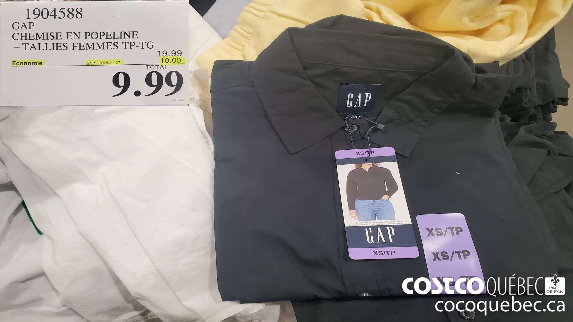1904588 GAP CHEMISE EN POPELINE TAILLES FEMMES TP-TG ($10.00 INSTANT SAVINGS EXPIRES ON 2025-11-27) $9.99