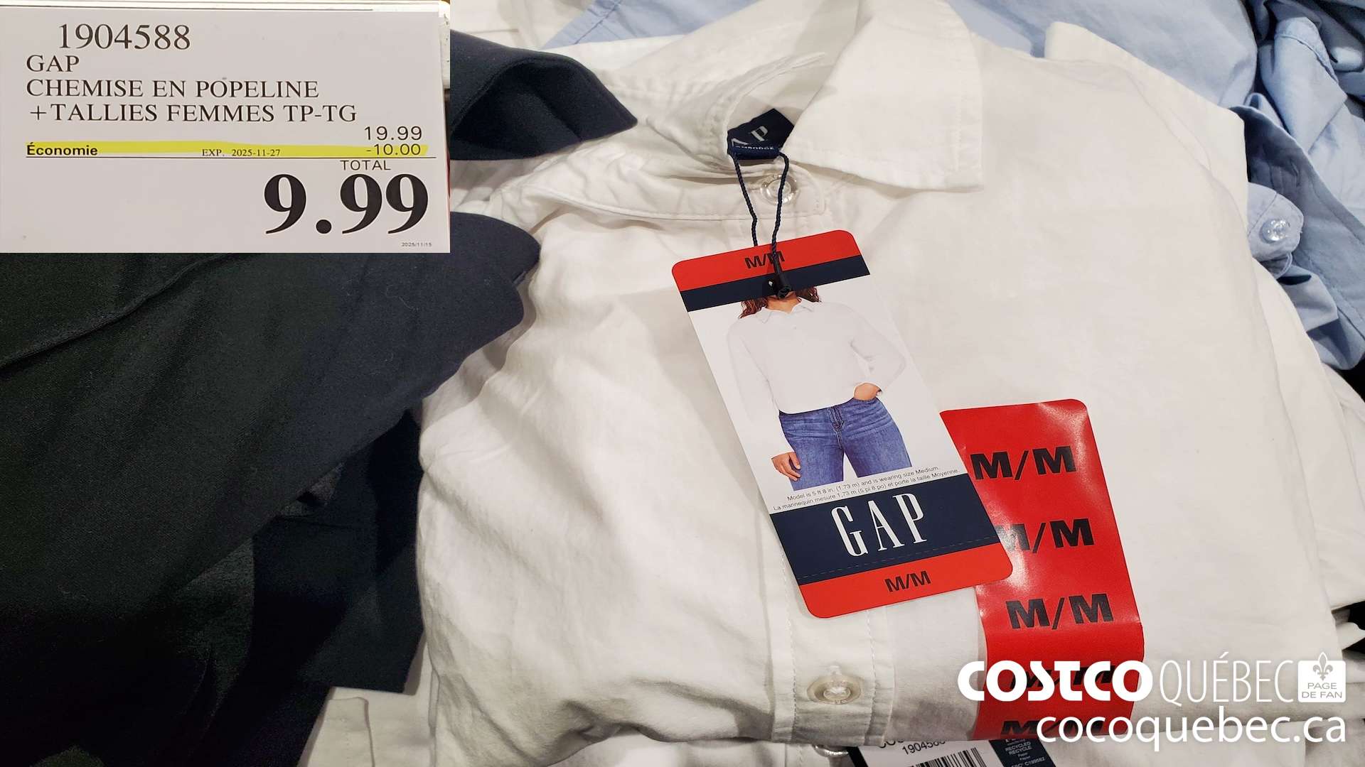 1904588 GAP CHEMISE EN POPELINE TAILLES FEMMES TP-TG ($10.00 INSTANT SAVINGS EXPIRES ON 2025-11-27) $9.99