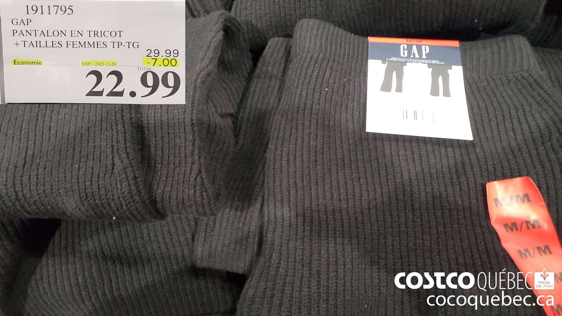 1911795 GAP PANTALON EN TRICOT +TAILLES FEMMES TP-TG ($7.00 INSTANT SAVINGS EXPIRES ON 2025-11-30) $22.99