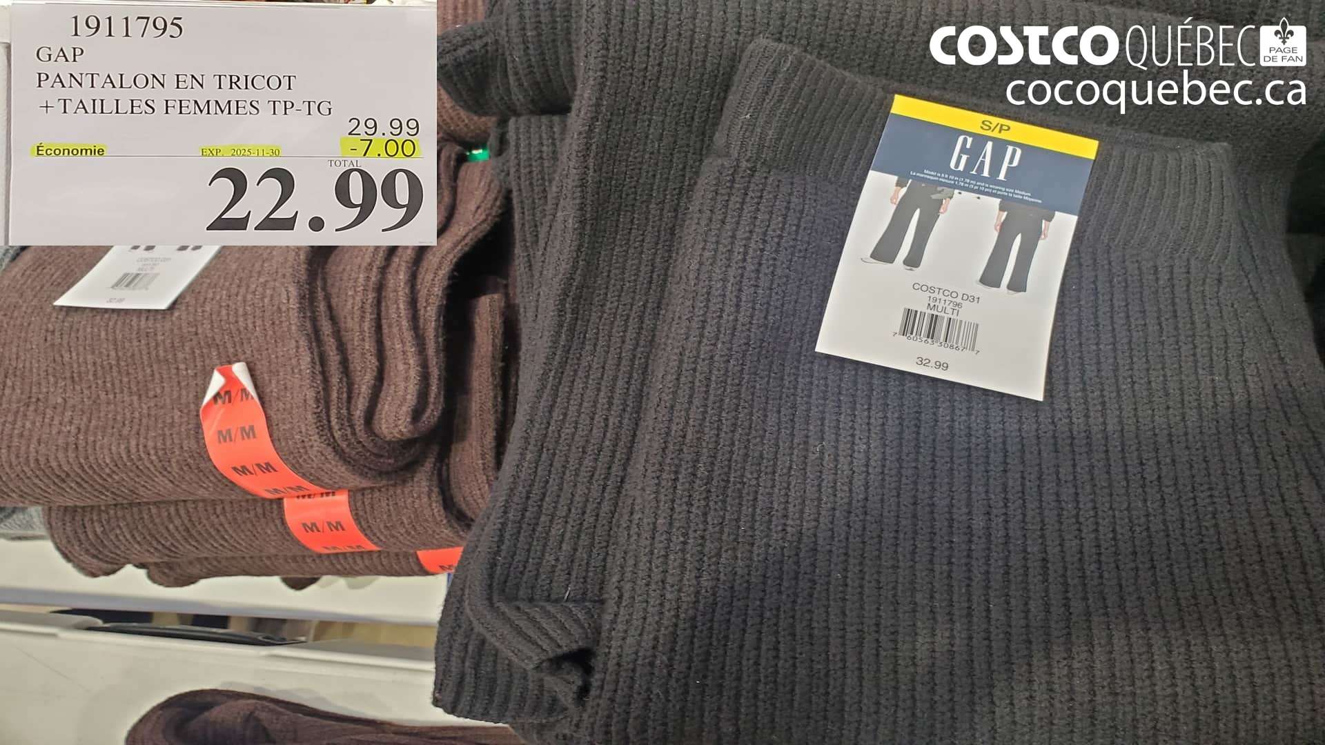 1911795 GAP PANTALON EN TRICOT +TAILLES FEMMES TP-TG ($7.00 INSTANT SAVINGS EXPIRES ON 2025-11-30) $22.99