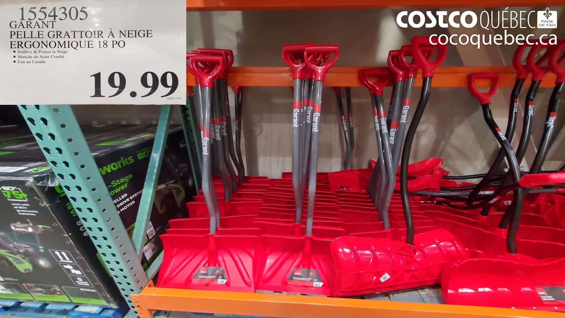 1554305 GARANT PELLE GRATTOIR A NEIGE $19.99