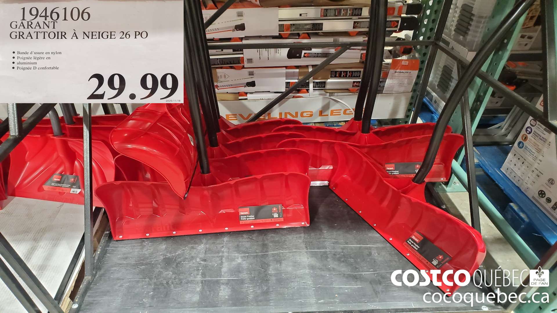1946106 GARAN GRATTOIR A NEIGE 26 PO $29.99