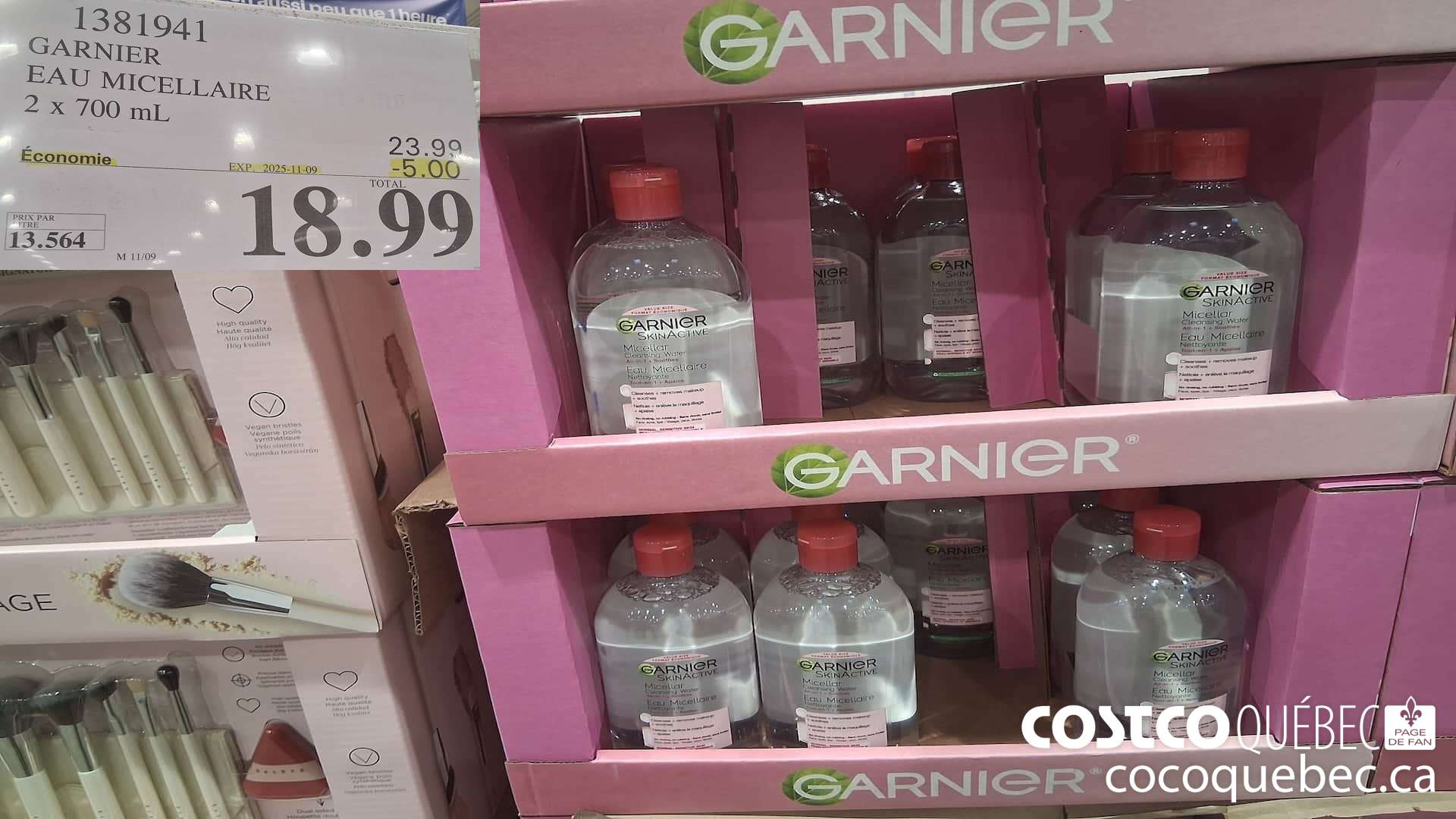 1381941 GARNIER EAU MICELLAIRE 2 X 700ML ($5.00 INSTANT SAVINGS EXPIRES ON 2025-11-09) $18.99