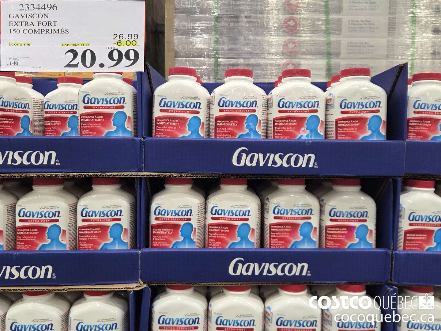 2334496 GAVISCON EXTRA FORT 150 COMPRIMES  ($6.00 INSTANT SAVINGS EXPIRES ON 2025-11-23) $20.99