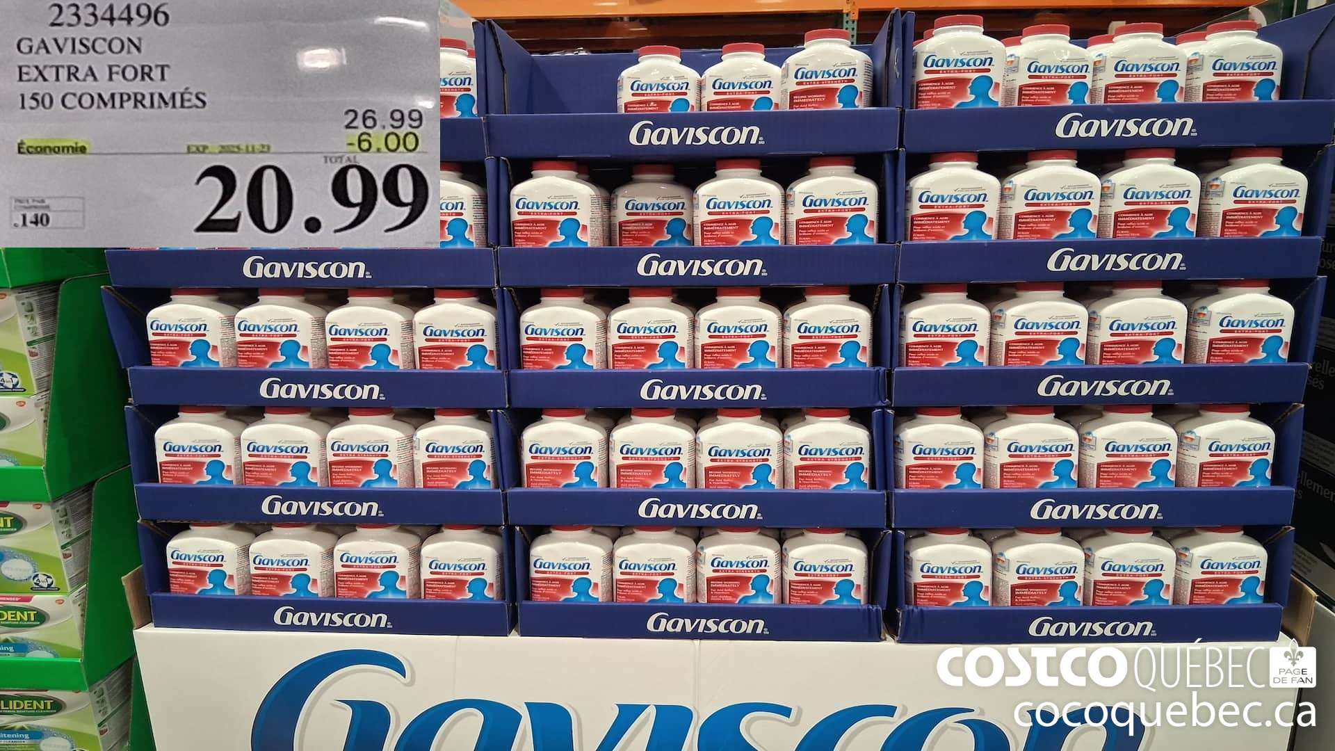 2334496 GAVISCON EXTRA FORT 150 COMPRIMES  ($6.00 INSTANT SAVINGS EXPIRES ON 2025-11-23) $20.99