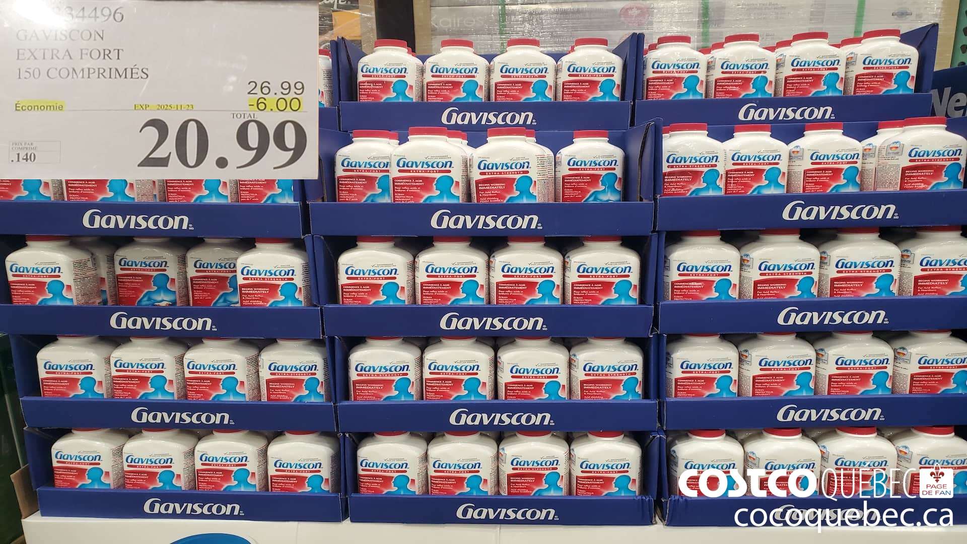 2334496 GAVISCON EXTRA FORT 150 COMPRIMES  ($6.00 INSTANT SAVINGS EXPIRES ON 2025-11-23) $20.99