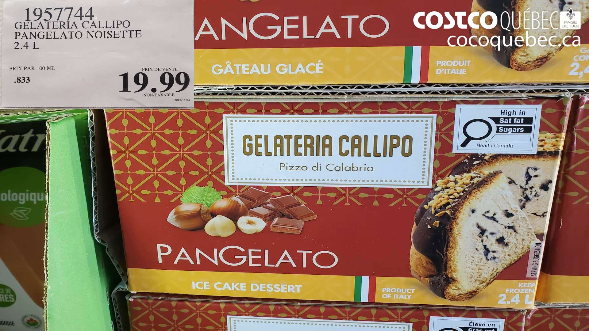 1957744 GELATERIA CALLIPO PANGELATO NOISETTE 2.4 L $19.99