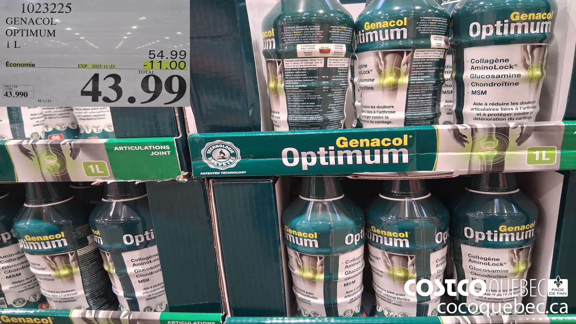 1023225 GENACOL OPTIMUM 1L ($11.00 INSTANT SAVINGS EXPIRES ON 2025-11-23) $43.99