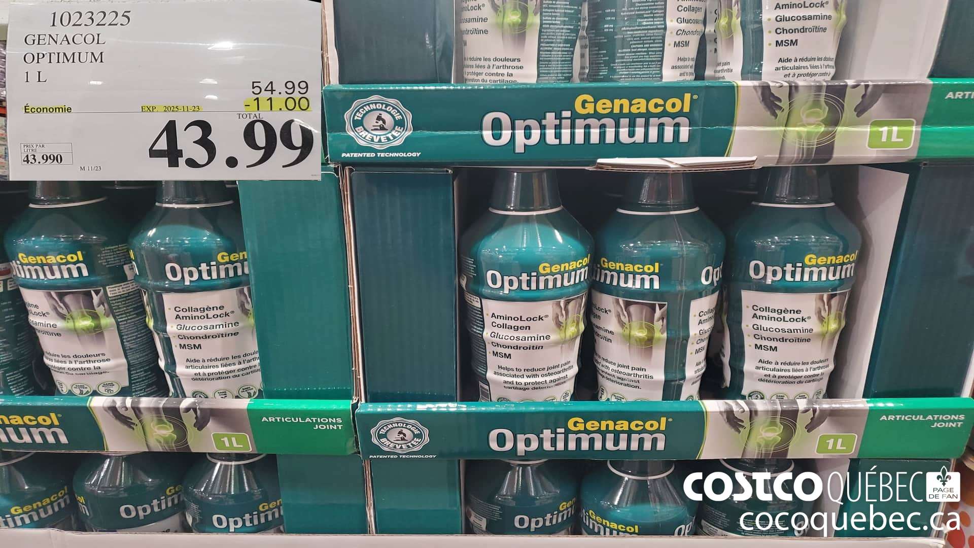 1023225 GENACOL OPTIMUM 1L ($11.00 INSTANT SAVINGS EXPIRES ON 2025-11-23) $43.99