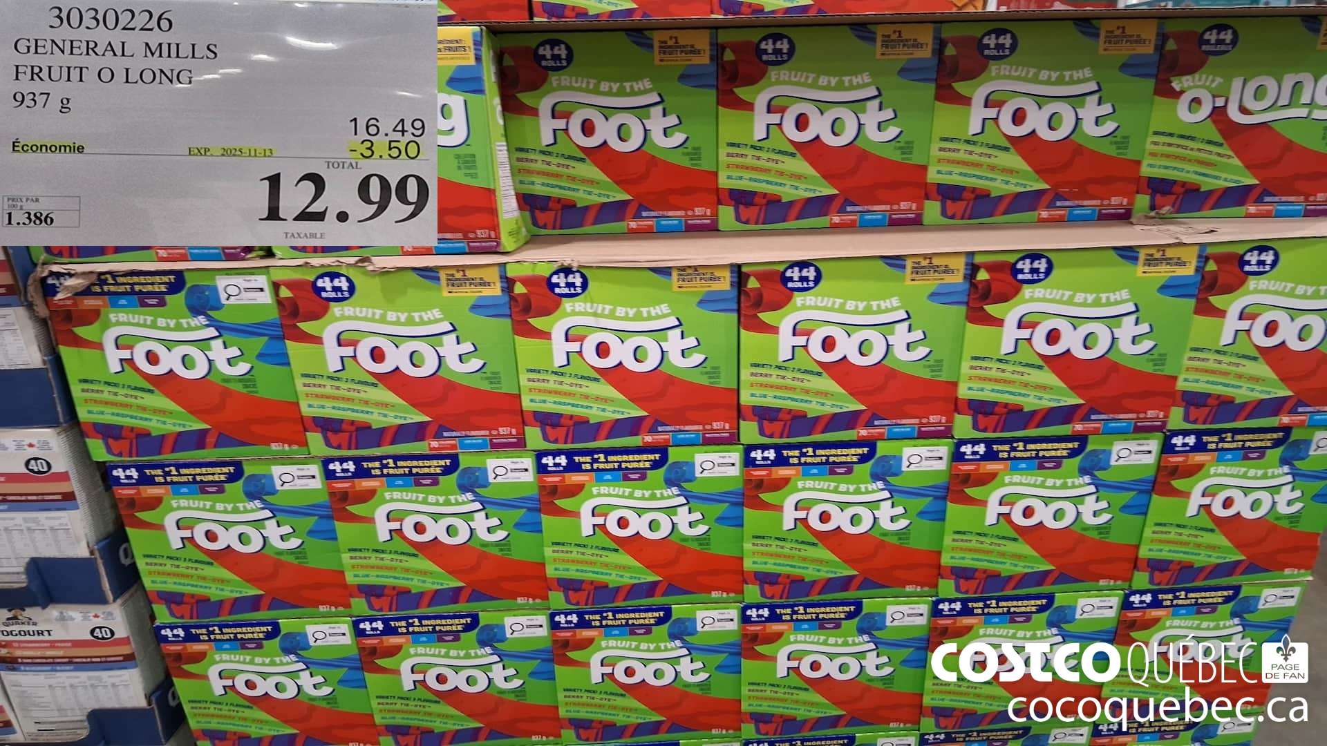 3030226 GENERAL MILLS FRUIT O LONG 937 9  ($3.50 INSTANT SAVINGS EXPIRES ON 2025-11-13) $12.99