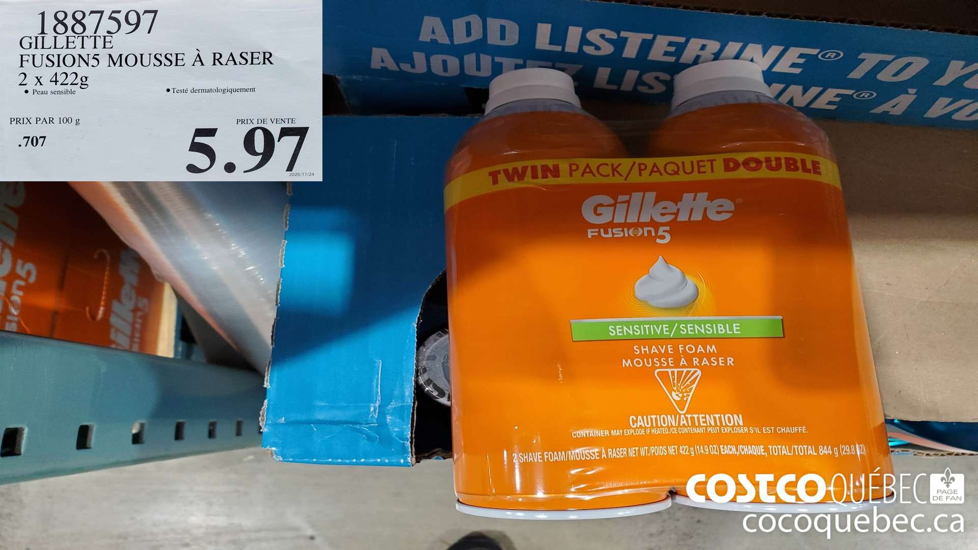 1887597 GILLETTE FUSIONS MOUSSE A RASER 2 x 422g $5.97