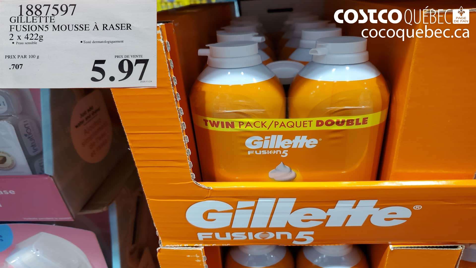 1887597 GILLETTE FUSIONS MOUSSE A RASER 2 x 422g $5.97