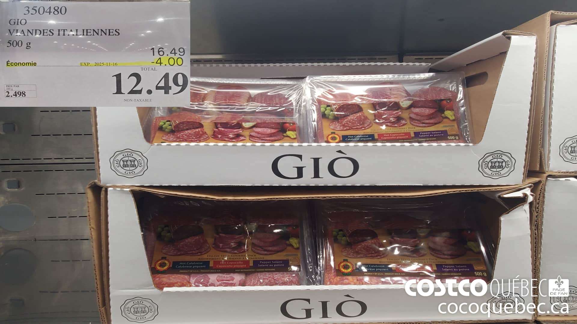 350480 GIO VIANDES ITALIENNES 500G ($4.00 INSTANT SAVINGS EXPIRES ON 2025-11-16) $12.49