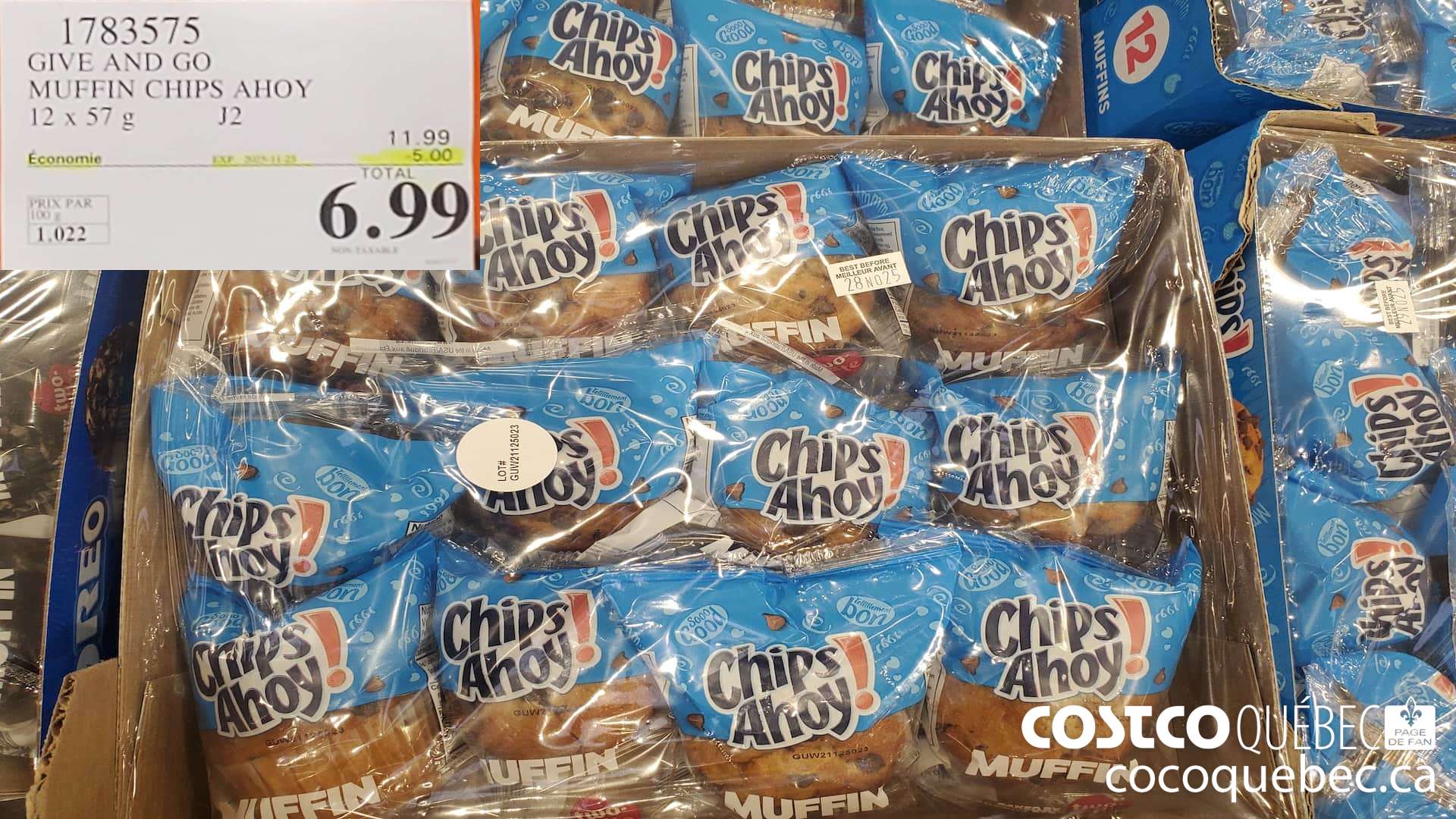 1783575 GIVE AND GO MUFFIN CHIPS AHOY 12x57 g ($5.00 INSTANT SAVINGS EXPIRES ON 2025-11-23) $6.99