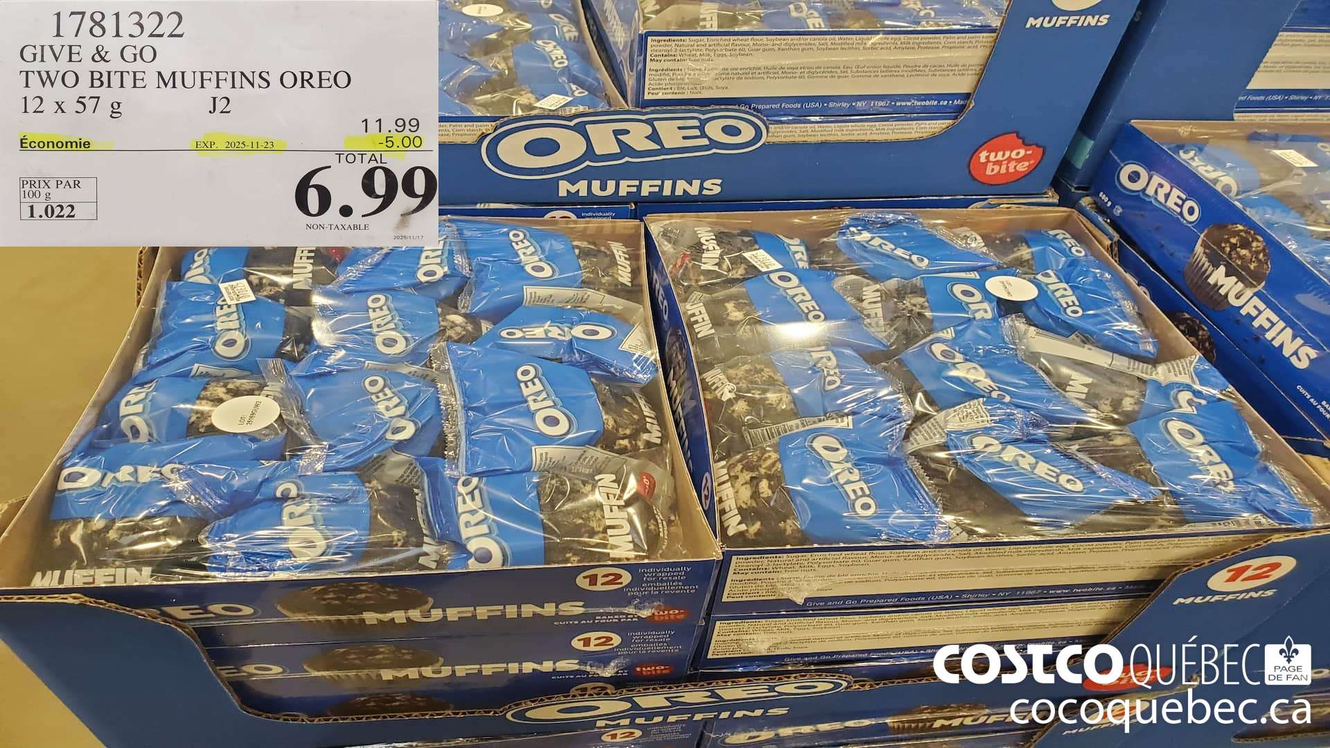 1781322 GIVE & GO TWO BITE MUFFIN OREO  ($5.00 INSTANT SAVINGS EXPIRES ON 2025-11-23) $11.99