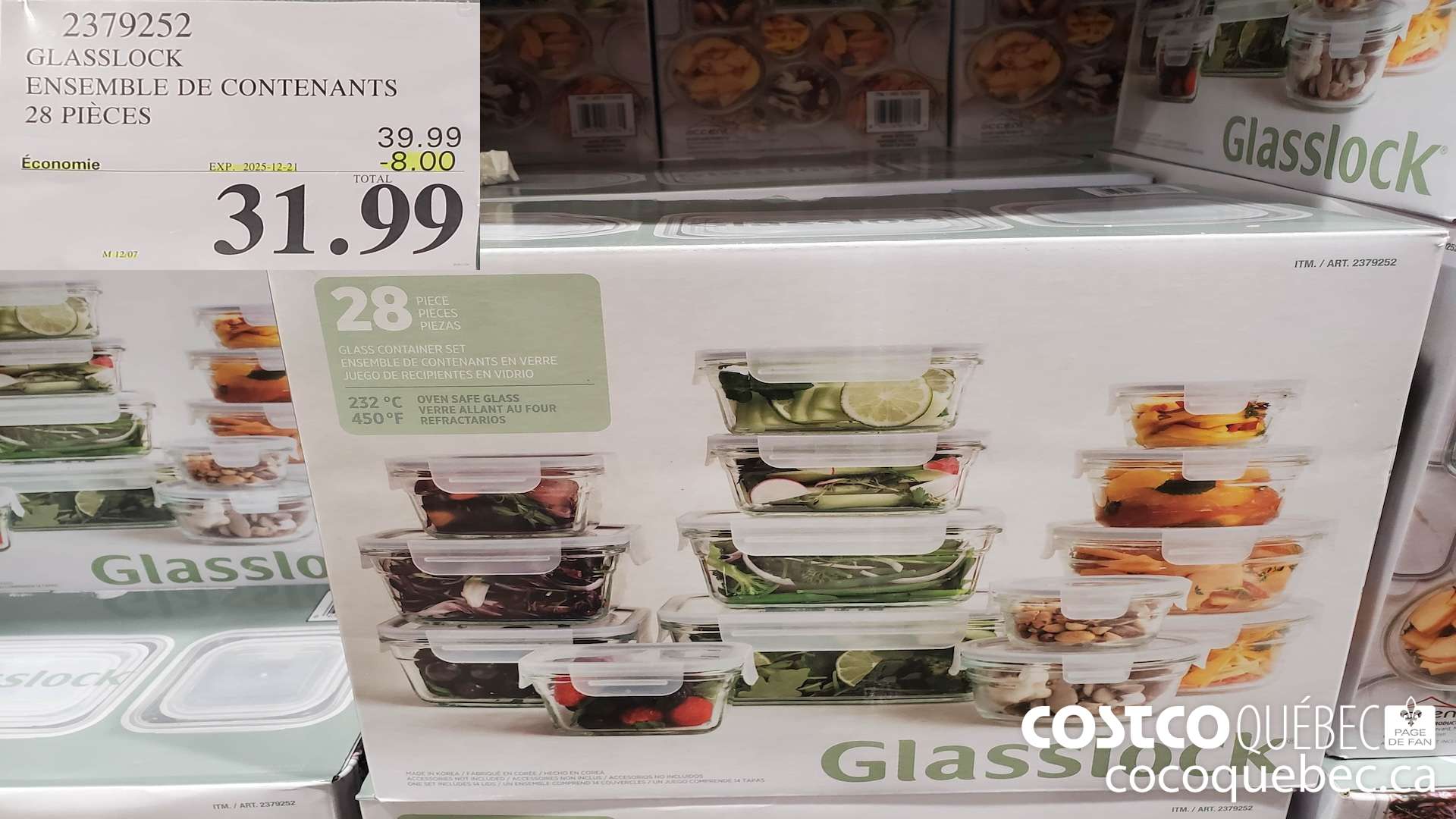 2379252 GLASSLOCK ENSEMBLE DE CONTENANTS 28 PIECES ($8.00 INSTANT SAVINGS EXPIRES ON 2025-12-21) $31.99