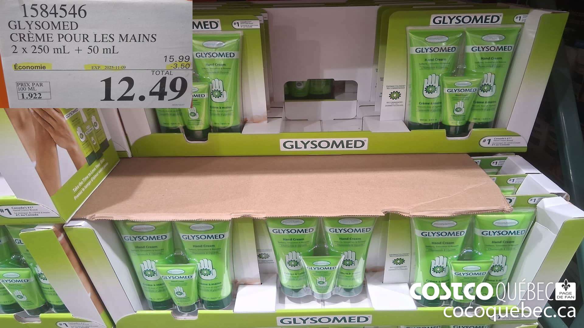 1584546 GLYSOMED CREME A MAINS 2 x 250 mL + 50 mL  ($3.50 INSTANT SAVINGS EXPIRES ON 2025-11-09) $12.49