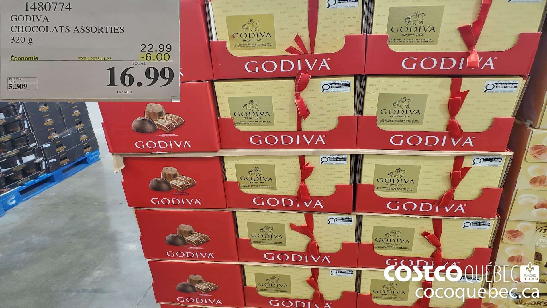 1480774 GODIVA CHOCOLATS ASSORTIES 320G  ($6.00 INSTANT SAVINGS EXPIRES ON 2025-11-23) $16.99