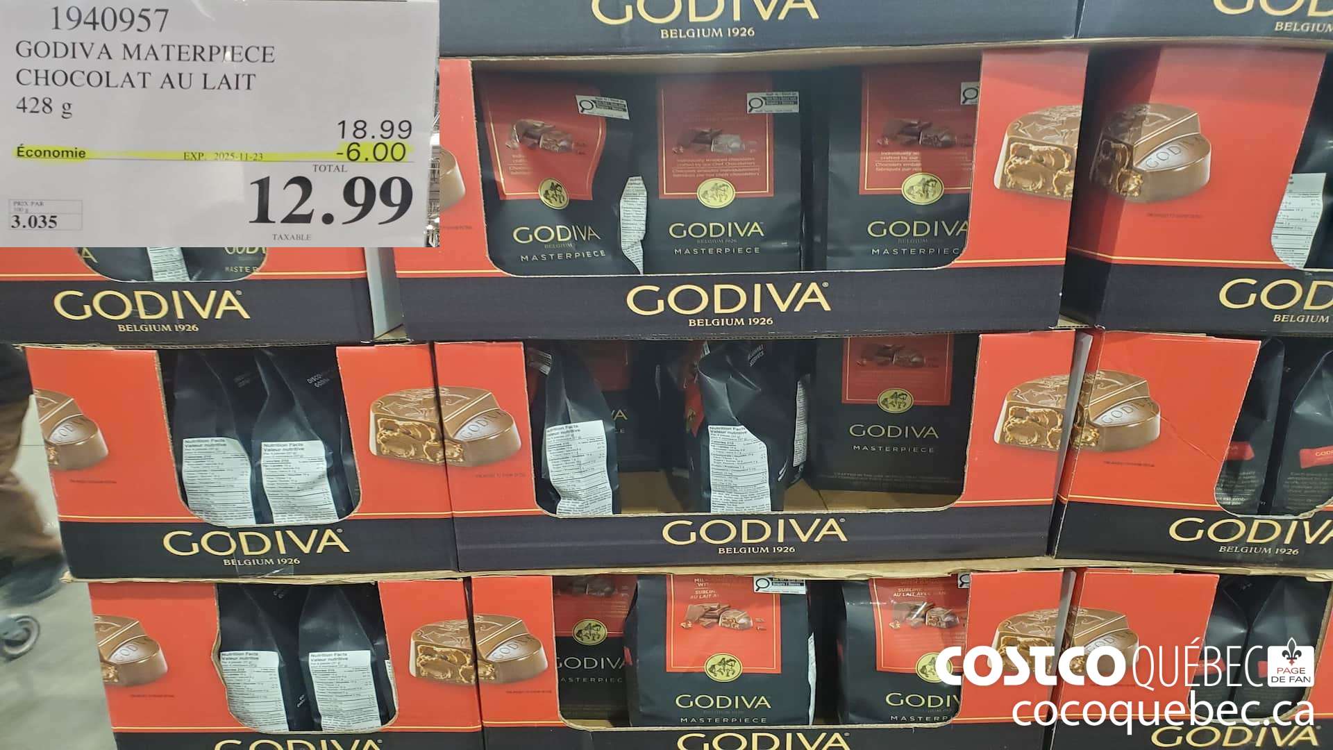 1940957 GODIVA MATERPIECE CHOCOLAT AU LAIT 428 G  ($6.00 INSTANT SAVINGS EXPIRES ON 2025-11-23) $12.99