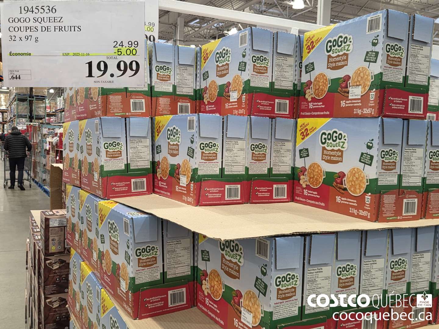 1945536 GOGO SQUEEZ COUPES DE FRUITS 32 x 97 G  ($5.00 INSTANT SAVINGS EXPIRES ON 2025-11-16) $19.99