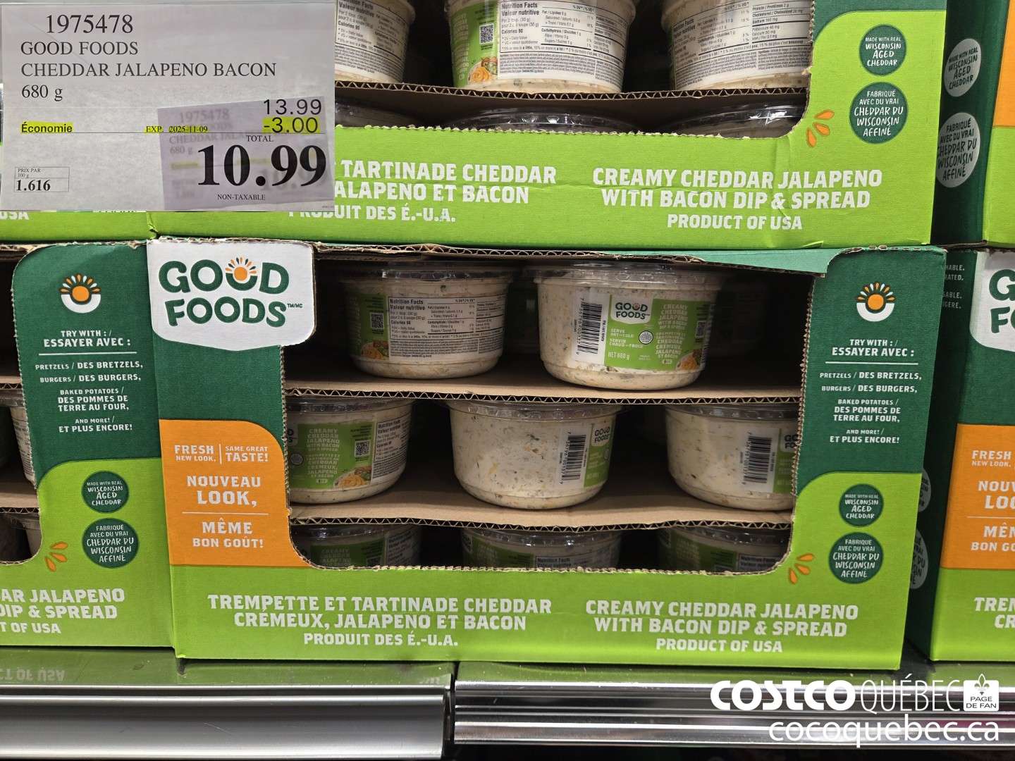 1975478 GOOD FOODS CHEDDAR JALAPENO BACON 680G ($3.00 INSTANT SAVINGS EXPIRES ON 2025-11-09) $10.99