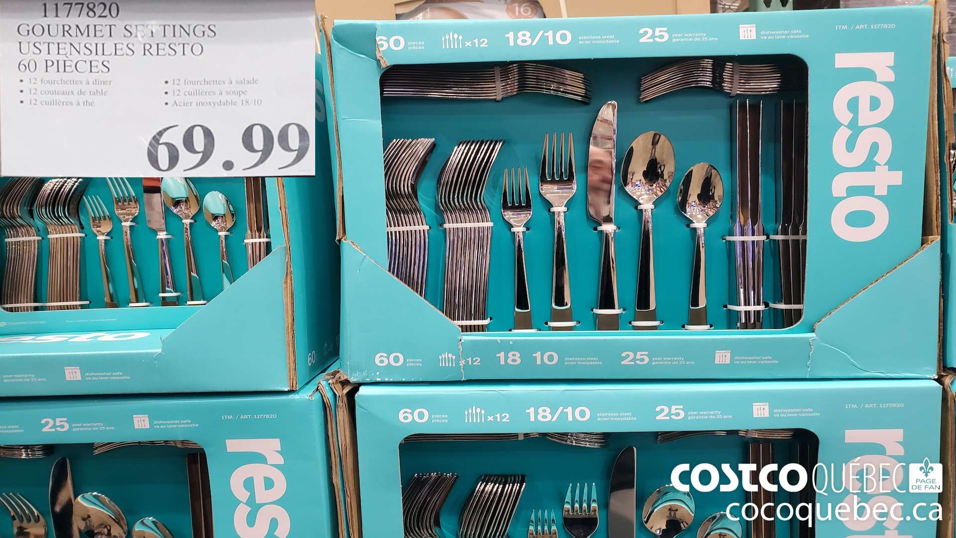 1177820 GOURMET SETTINGS USTENSILES RESTO 60 PIECES  $54.99