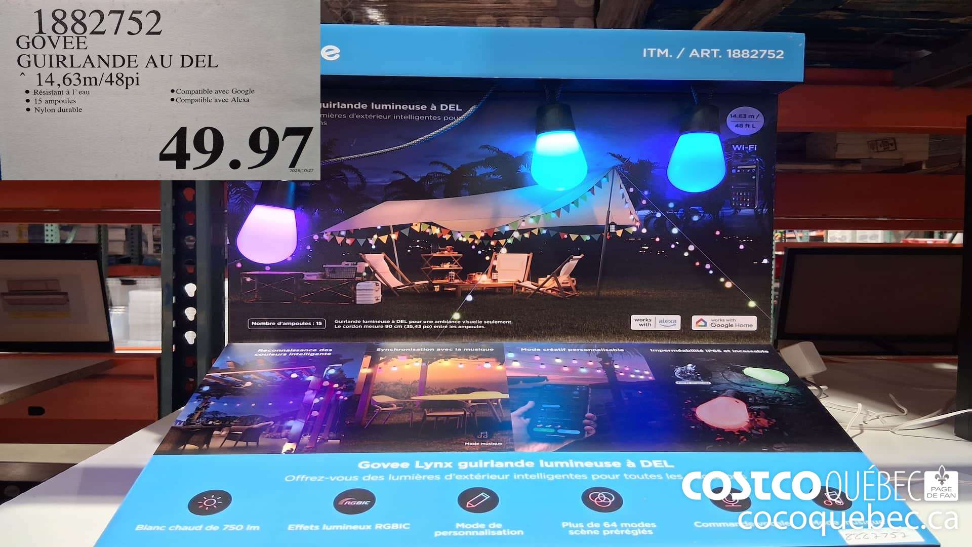 1882752 GOVEE GUIRLANDE AU DEL 14,63M/48PI $49.97