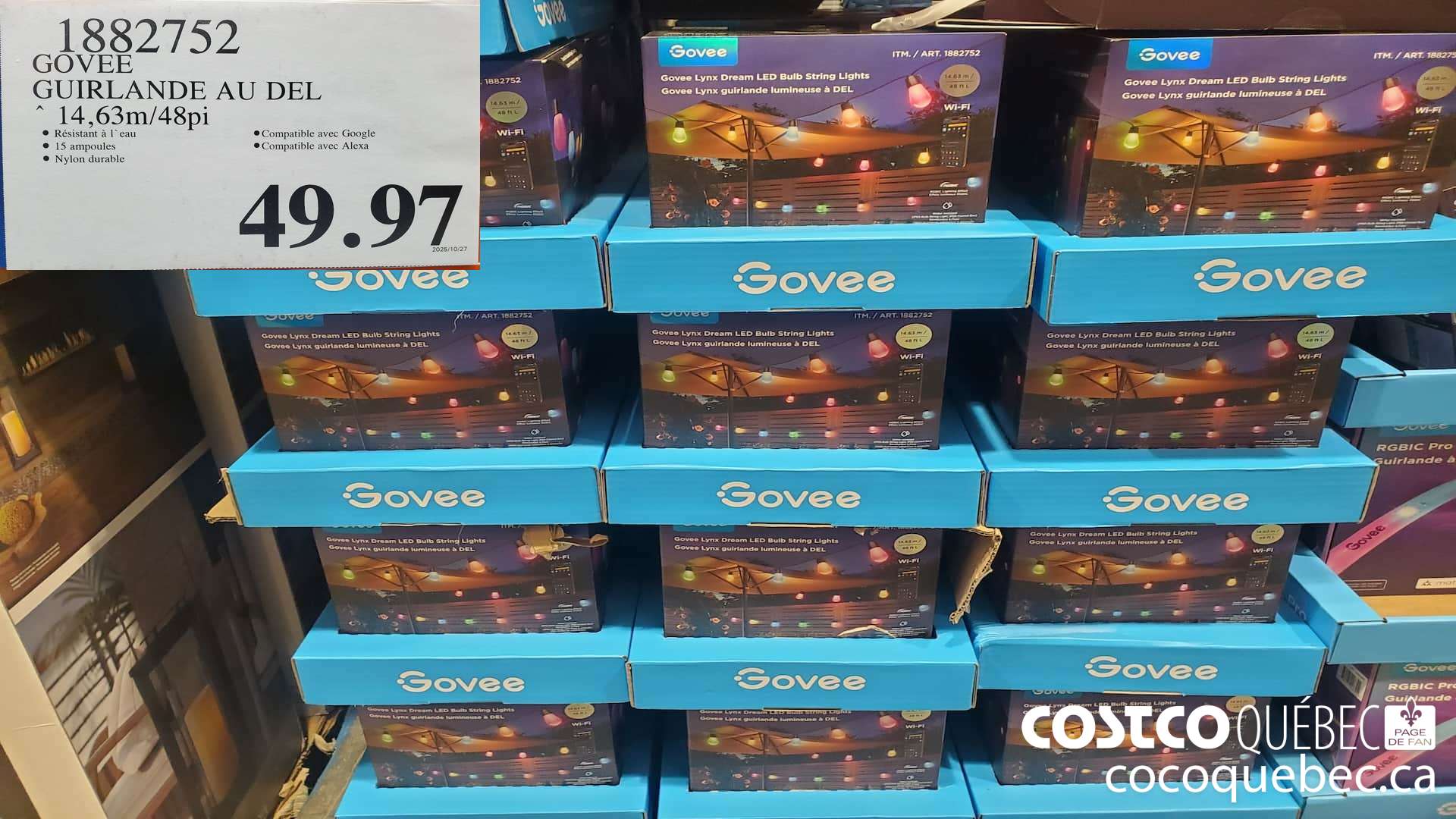 1882752 GOVEE GUIRLANDE AU DEL 14,63M/48PI $49.97
