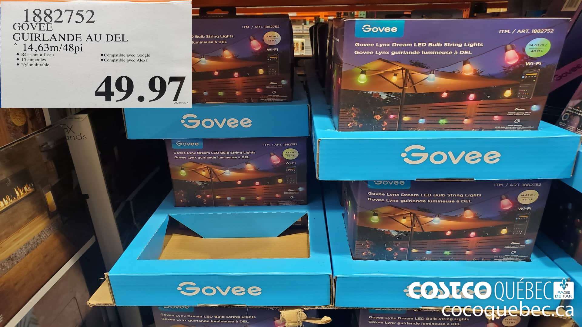 1882752 GOVEE GUIRLANDE AU DEL 14,63M/48PI $49.97