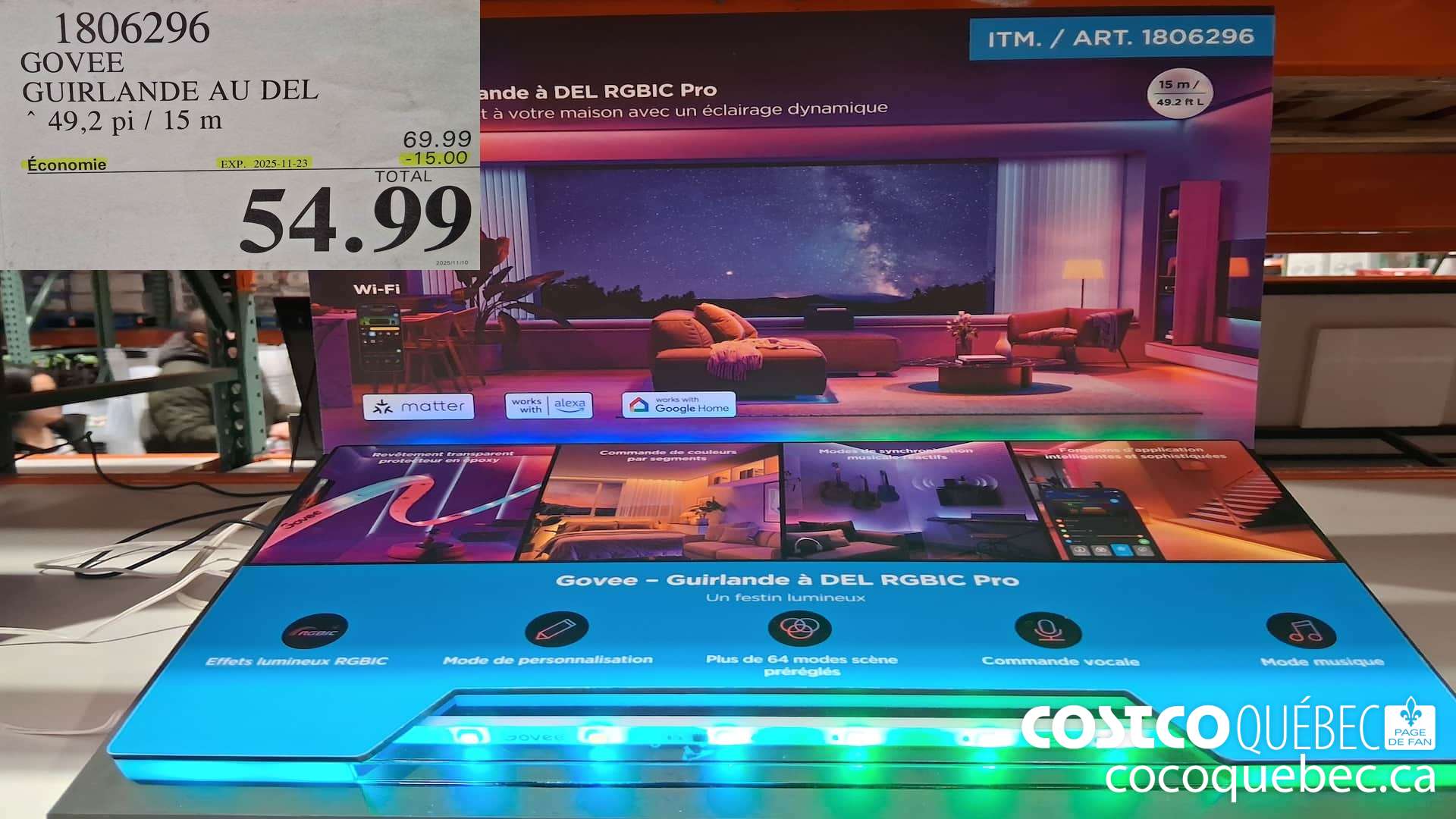 1806296 GOVEE GUIRLANDE AU DEL 49,2PI/15M  ($15.00 INSTANT SAVINGS EXPIRES ON 2025-11-23) $54.99