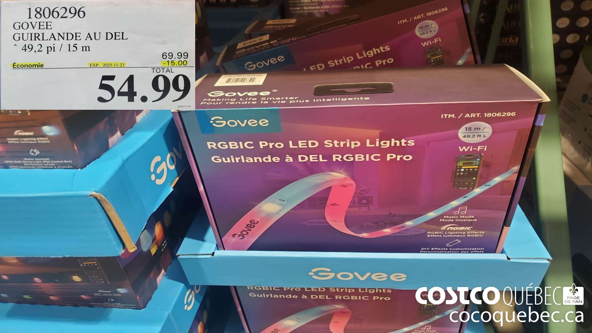 1806296 GOVEE GUIRLANDE AU DEL 49,2PI/15M  ($15.00 INSTANT SAVINGS EXPIRES ON 2025-11-23) $54.99