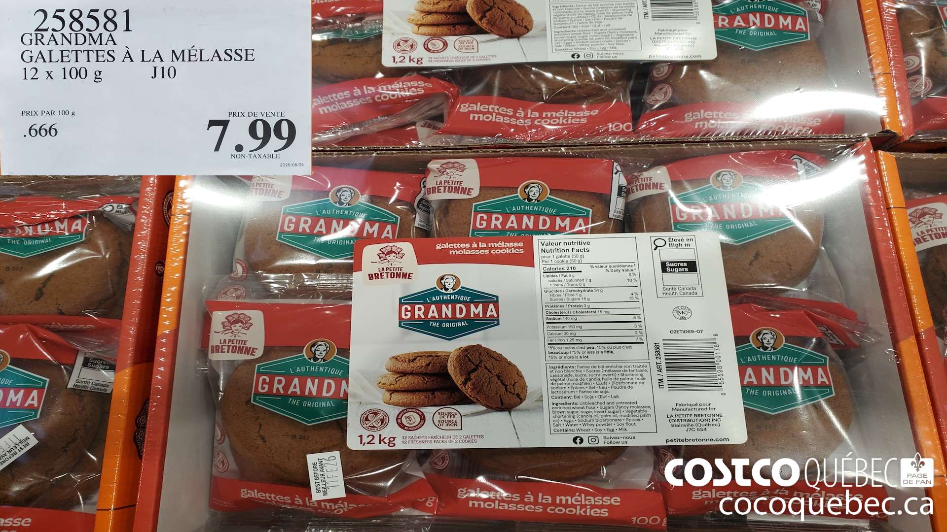 258581 GRANDMA GALETTES A LA MELASSE 12 X 100G $7.99