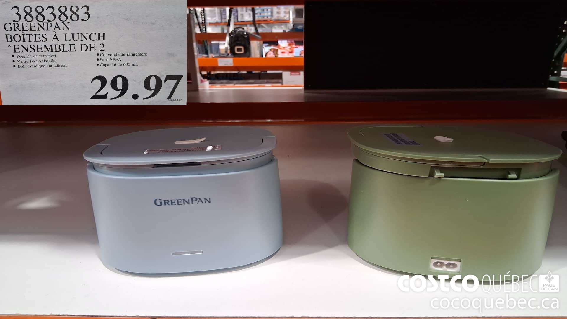 3883883 GREENPAN BOITES A LUNCH ENSEMBLE DE 2 $29.97