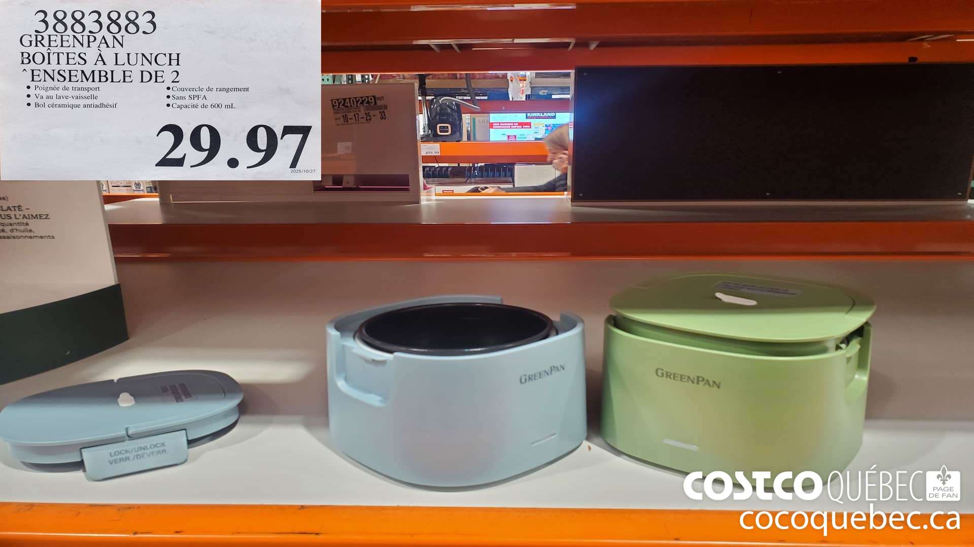 3883883 GREENPAN BOITES A LUNCH ENSEMBLE DE 2 $29.97