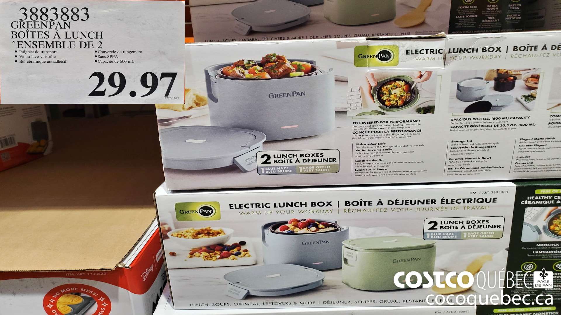 3883883 GREENPAN BOITES A LUNCH ENSEMBLE DE 2 $29.97