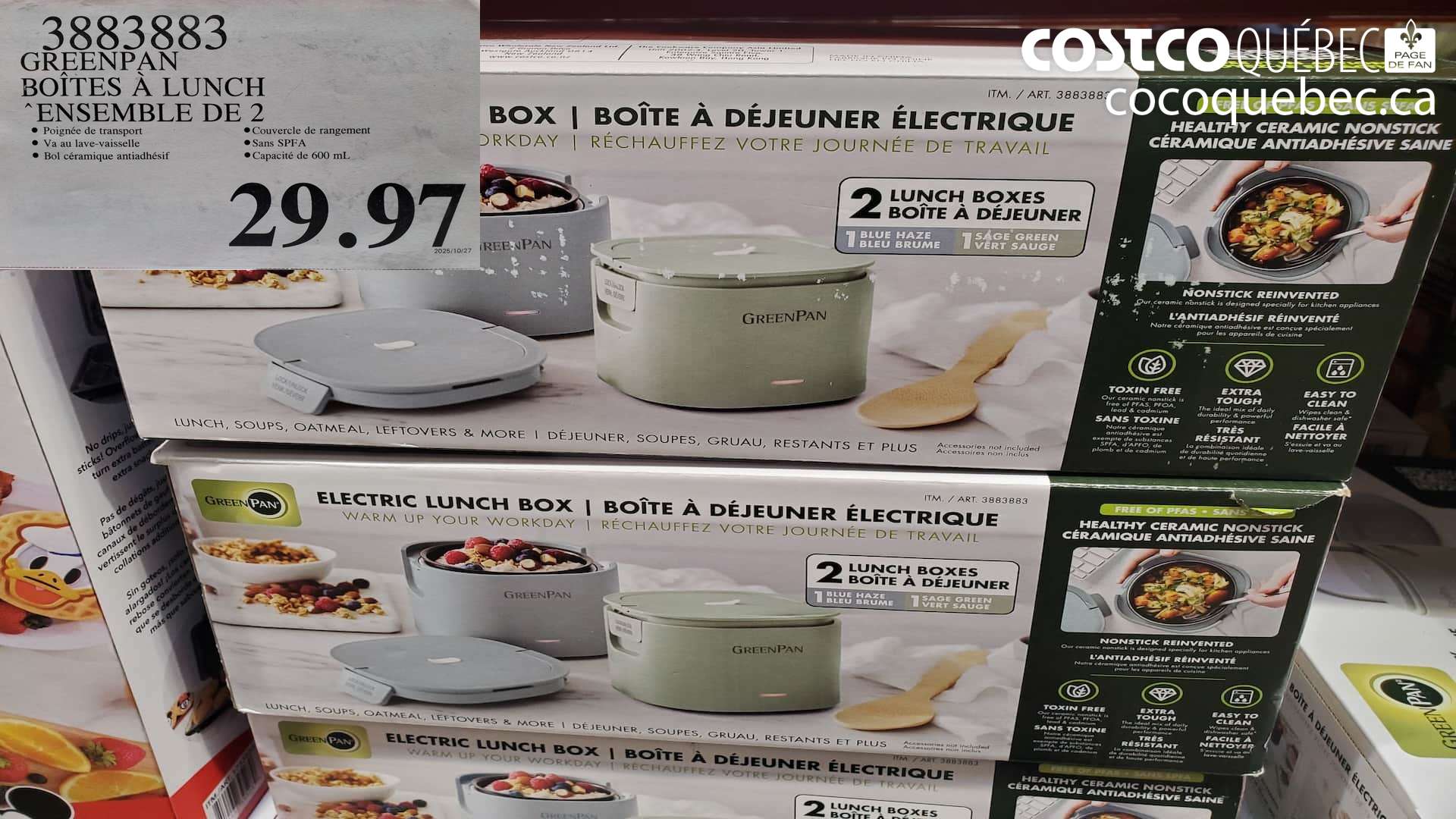 3883883 GREENPAN BOITES A LUNCH ENSEMBLE DE 2 $29.97