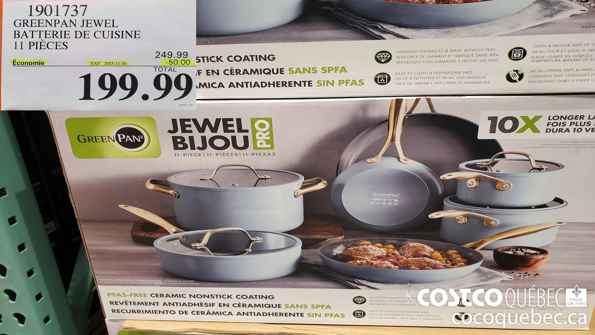 1901737 GREENPAN JEWEL BATTERIE DE CUISINE 11PIECES ($50.00 INSTANT SAVINGS EXPIRES ON 2025-11-30) $199.99